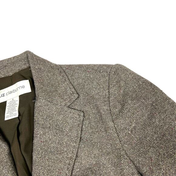 Liz Claiborne Blazer Jacket Brown Elbow Patch Wool Blend Women's S Dark Academia - Picture 13 of 16